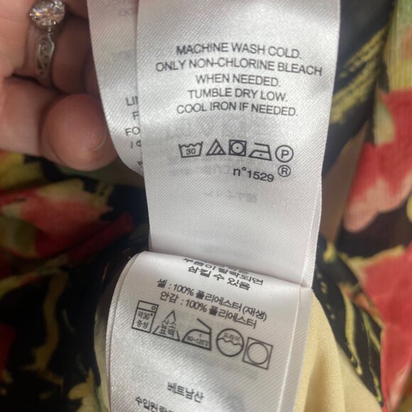 Lauren Ralph Lauren Blouse Womens SP Small P Floral Sheer Lined Ruffle Neck Care - Picture 7 of 12